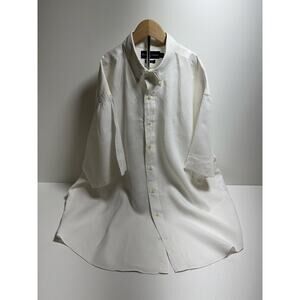 Ralph Lauren Blake 100% Linen Short Sleeve Button Front Shirt White Sz Xl Casual